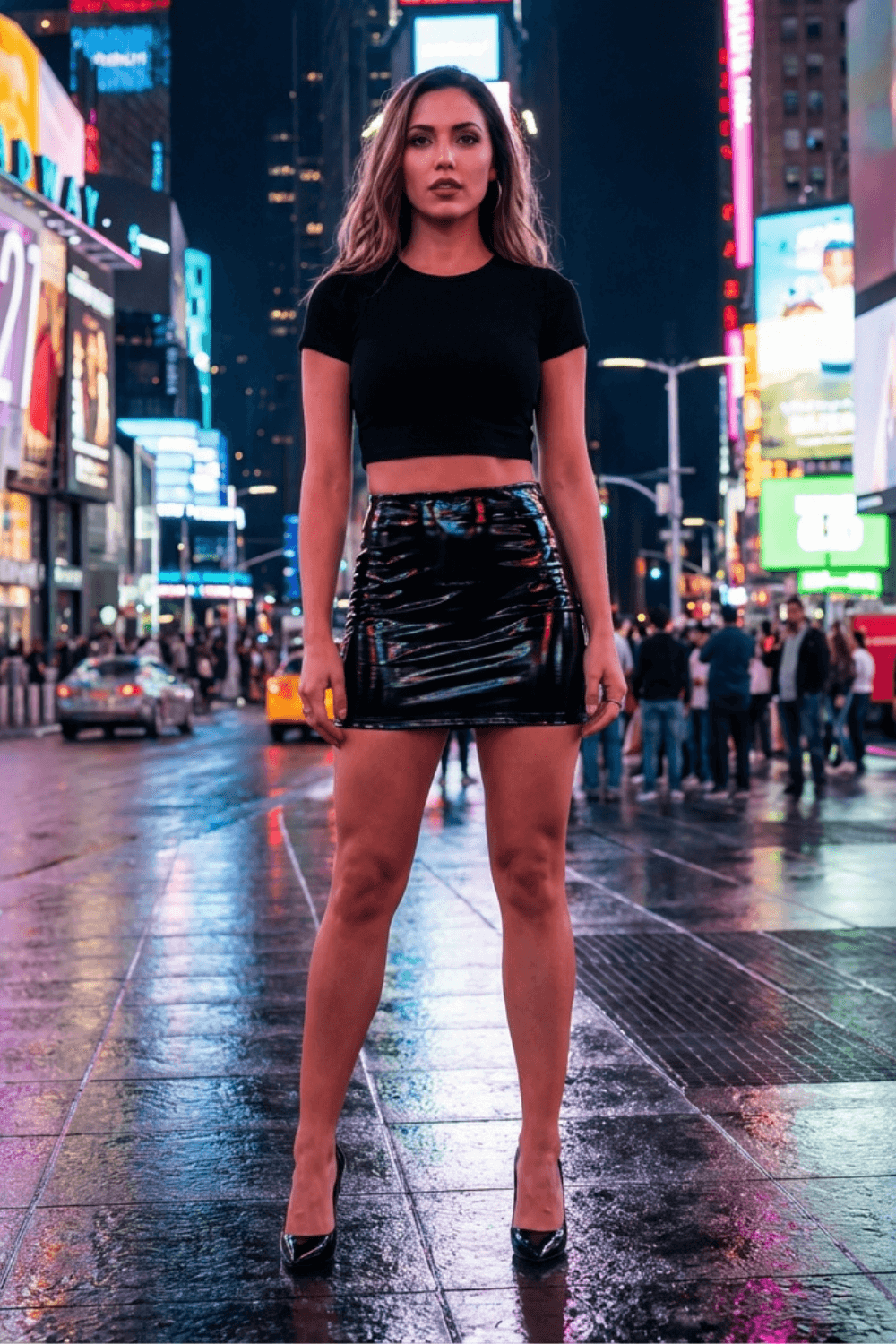 Jupe noire en simili cuir avec zip Lara – Image 9