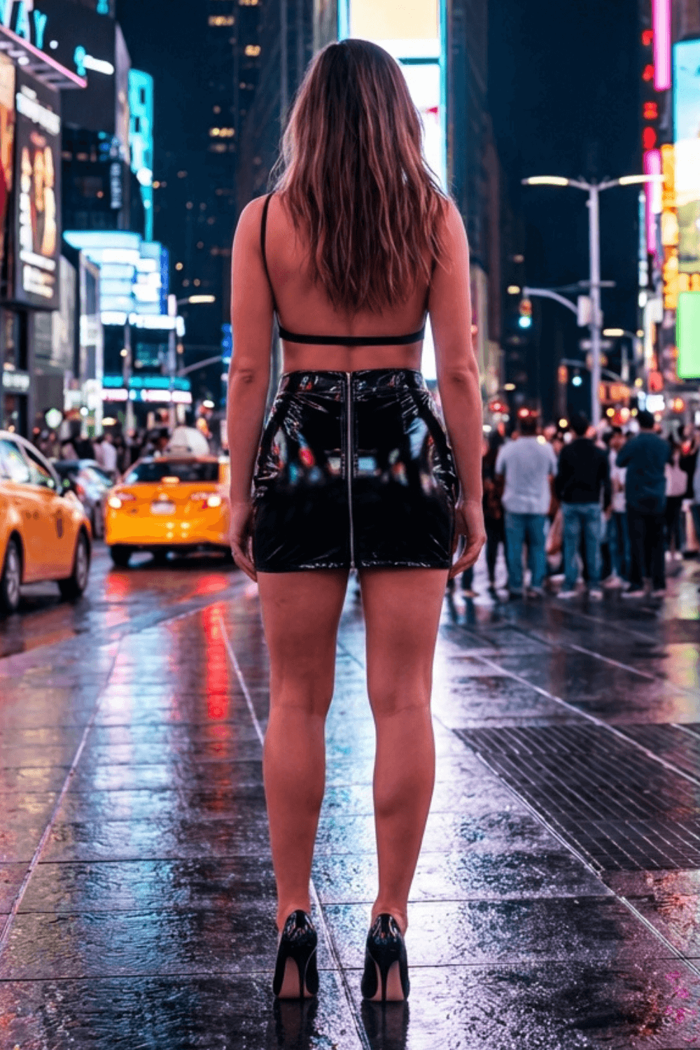 Jupe noire en simili cuir avec zip Lara – Image 10