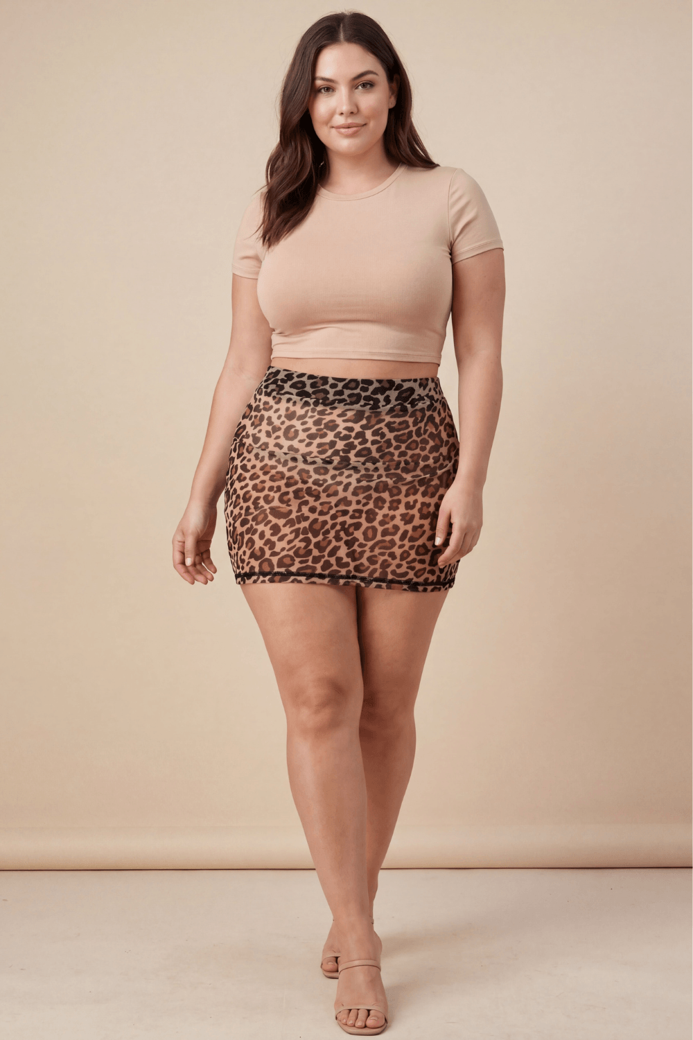 Jupe en résille transparente imprimé léopard Clara – Image 5