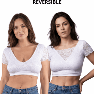 Top sexy court blanc bi matière réversible