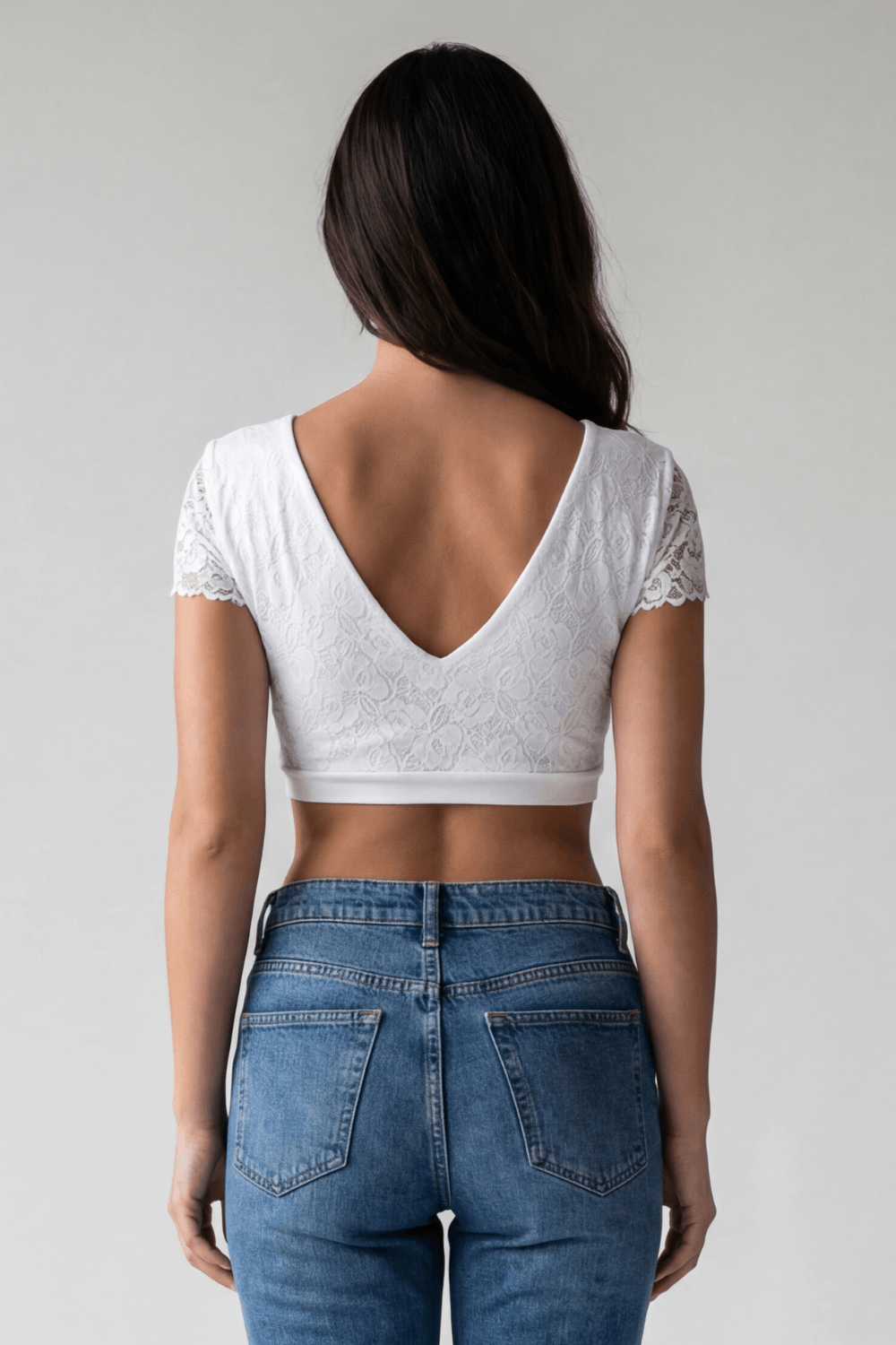 Top sexy court blanc bi matière réversible – Image 5