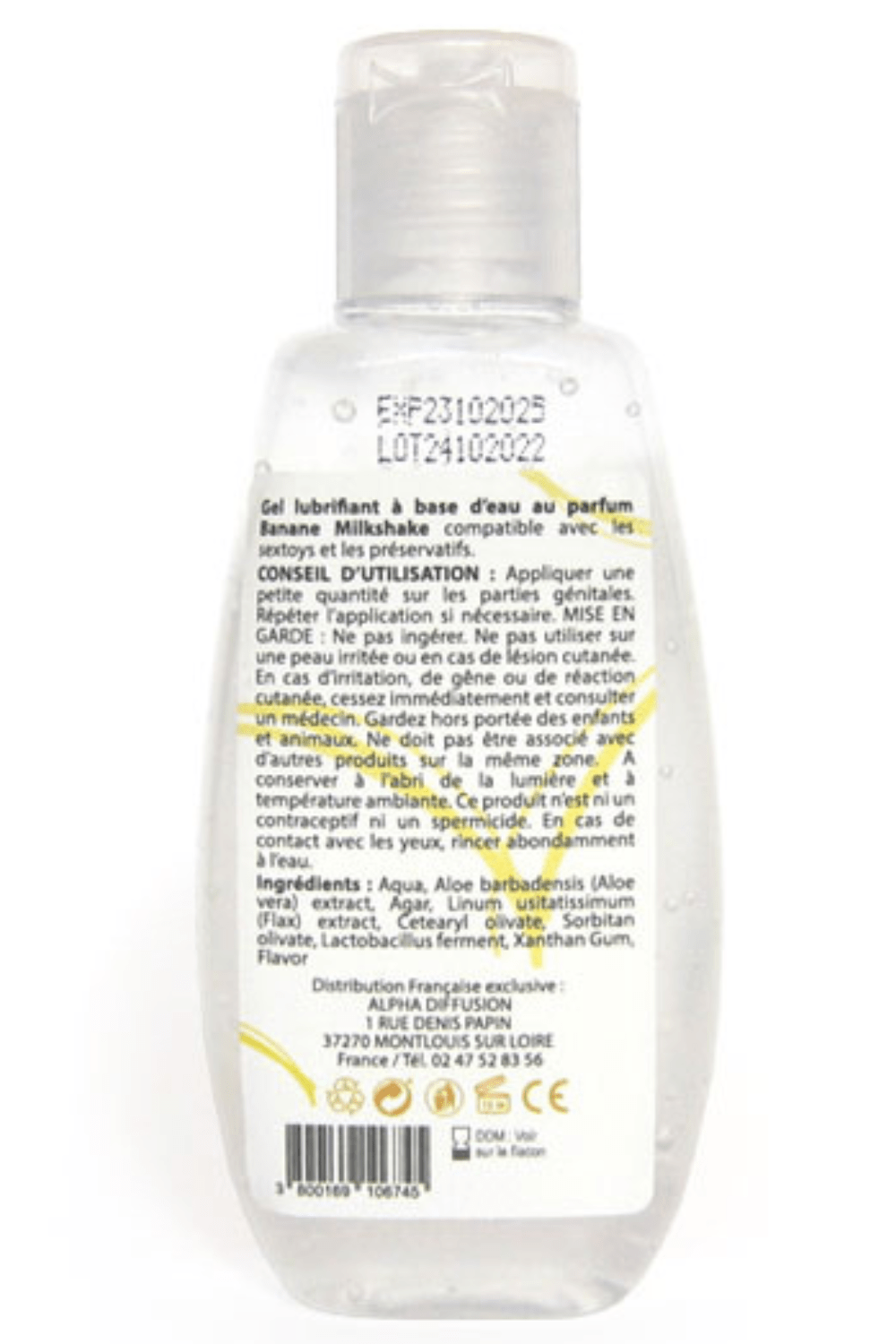 Lubrifiant à base d'eau 100% naturel Banane Milkshake 90 ml – Image 3