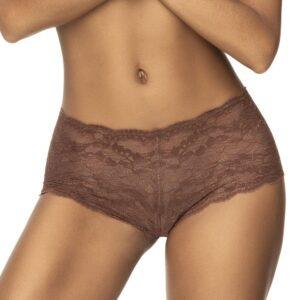 Shorty en dentelle couleur cacao