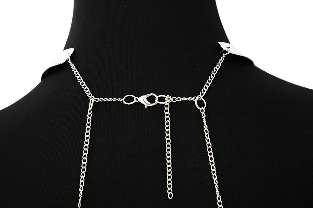 Bijou Tour de cou avec chaines de corps argenté
