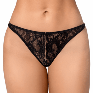 String sexy noir en dentelle avec chaînes