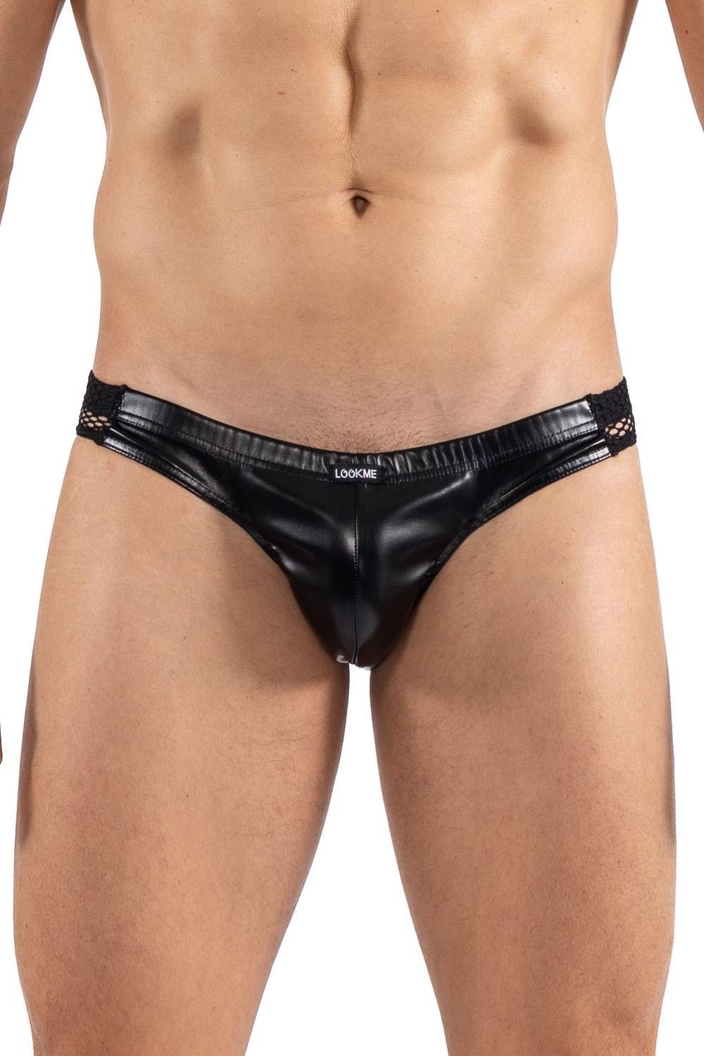 Slip noir Black Desire en simili cuir – Image 2