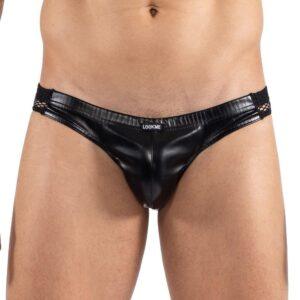 Slip noir Black Desire en simili cuir
