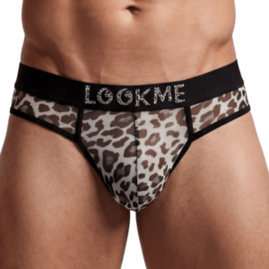 String en résille imprimé léopard gris