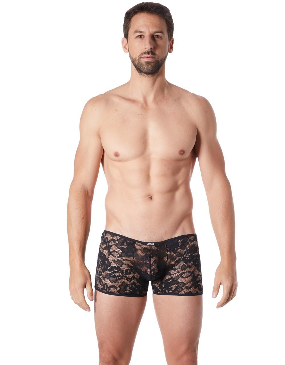 Boxer noir en fine dentelle avec légère transparence – Image 5