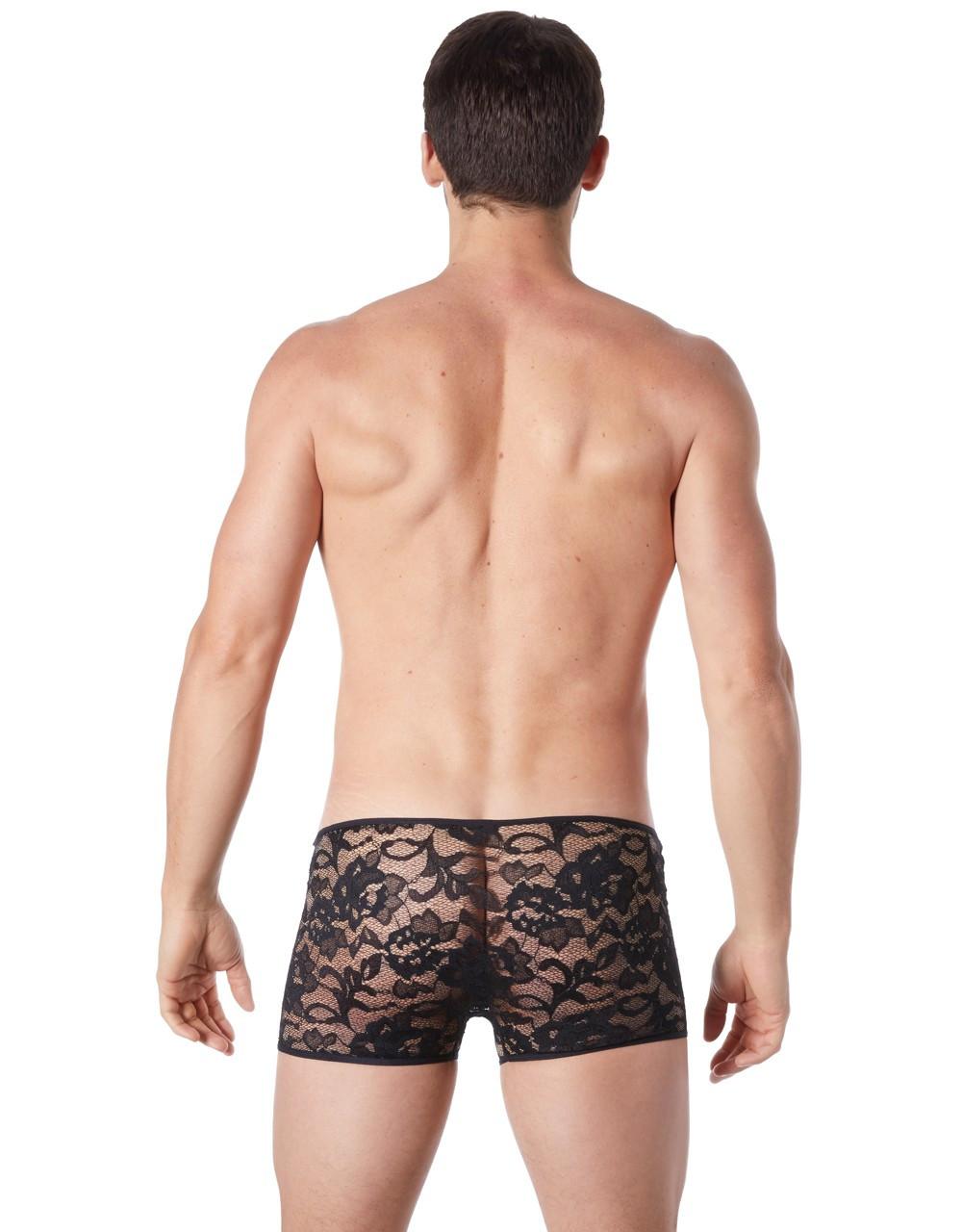 Boxer noir en fine dentelle avec légère transparence – Image 6