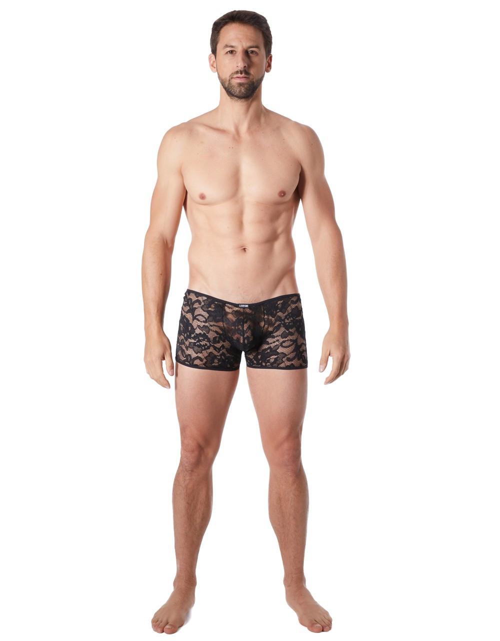 Boxer noir en fine dentelle avec légère transparence – Image 7
