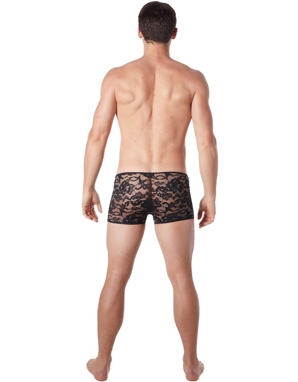 Boxer noir en fine dentelle avec légère transparence – Image 8
