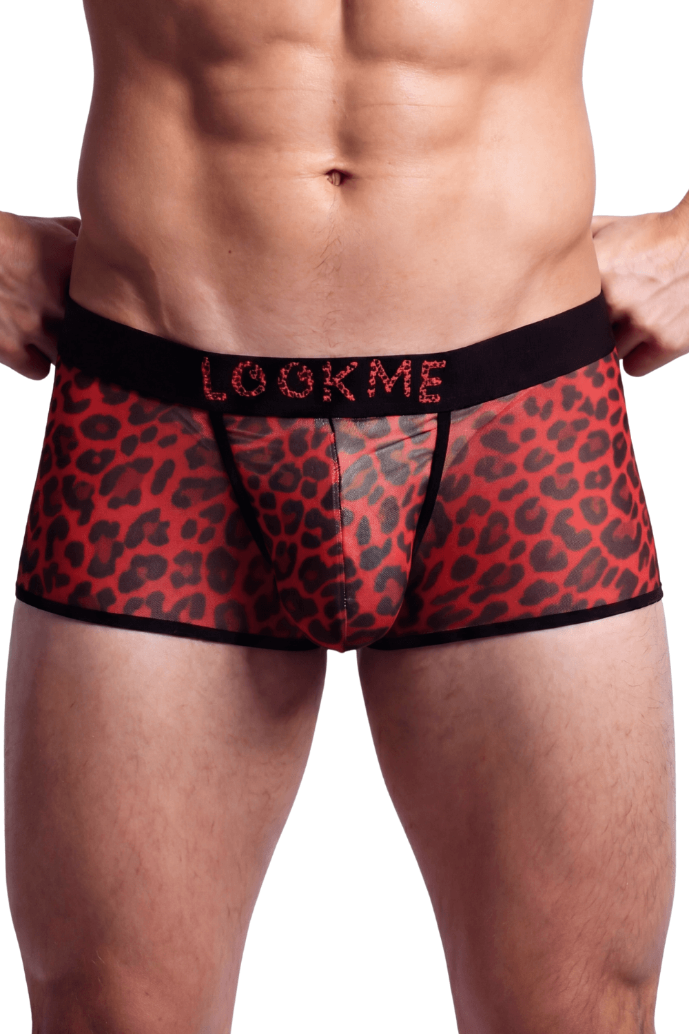 Boxer en résille imprimé léopard rouge – Image 2