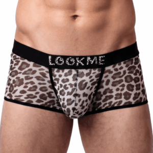 Boxer en résille imprimé léopard gris