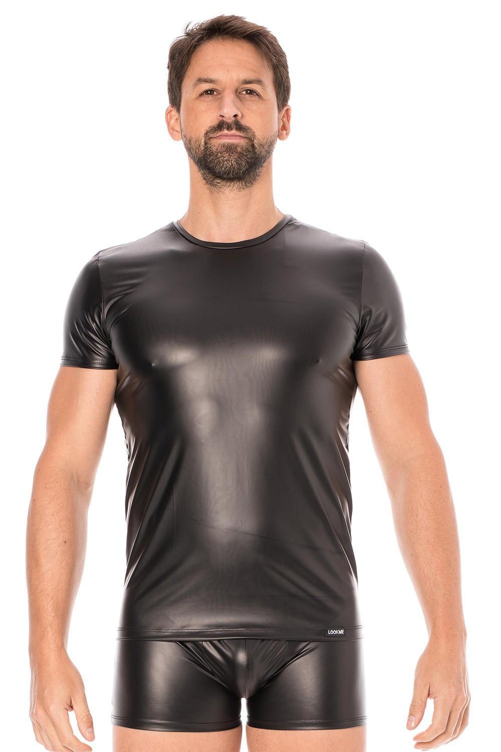 T-shirt simili cuir noir