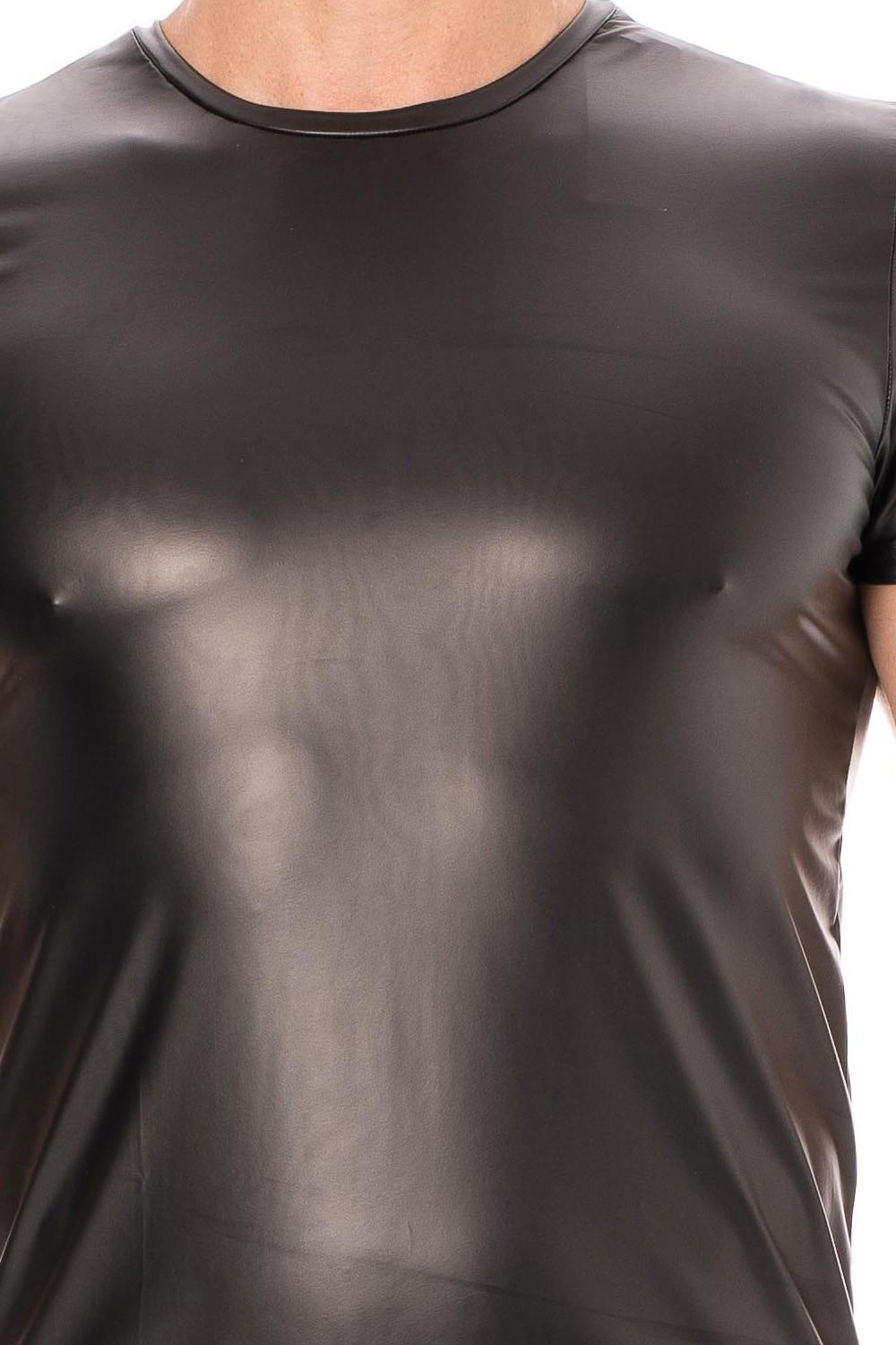 T-shirt simili cuir noir – Image 4