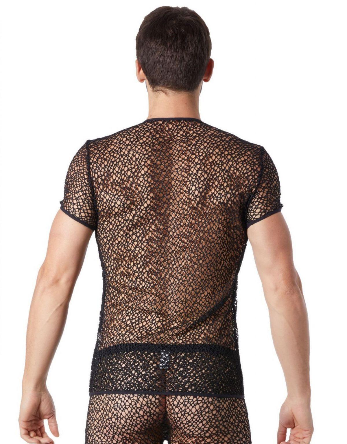 T-shirt noir sexy filet irrégulier fétichiste – Image 6