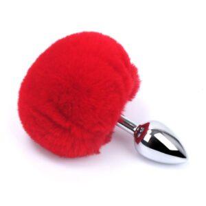 Plug anal aluminium avec pompon rouge Taille S