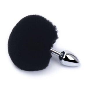 Plug anal aluminium avec pompon noir Taille S