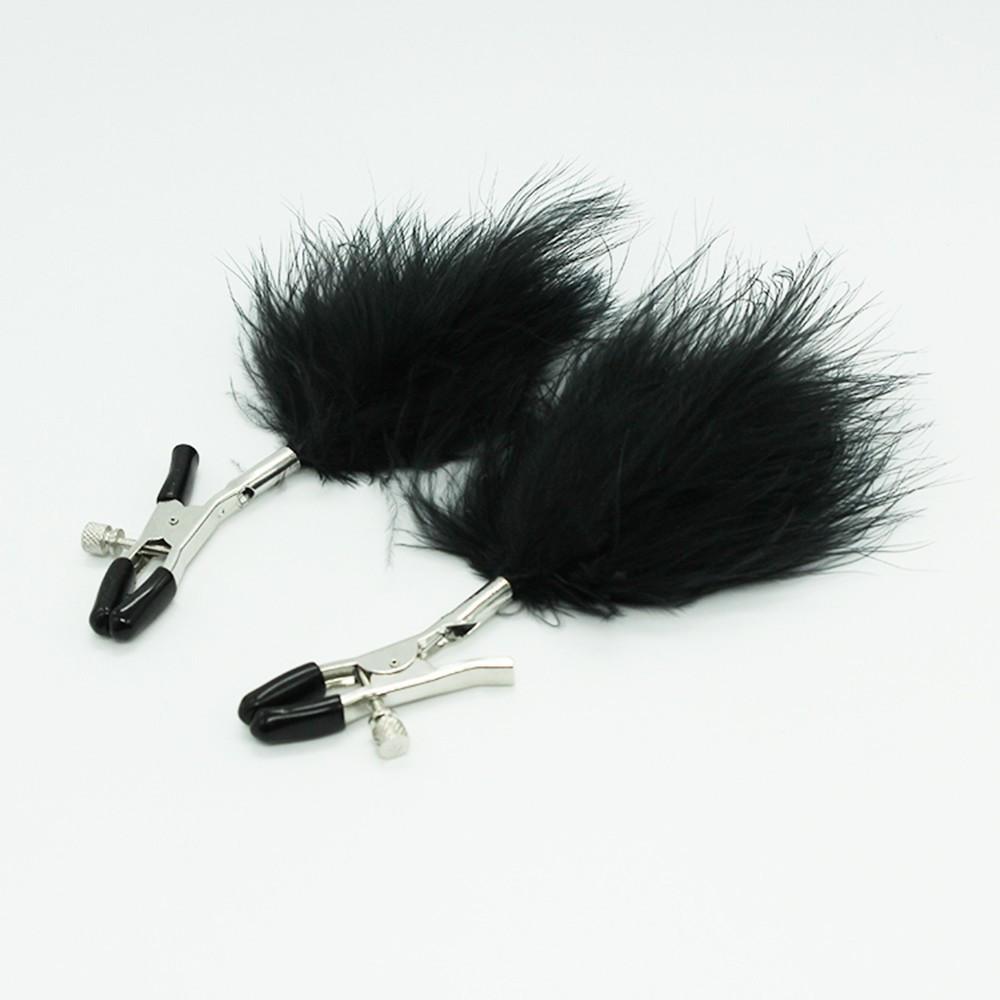 Pinces à seins avec plumes noires – Image 2