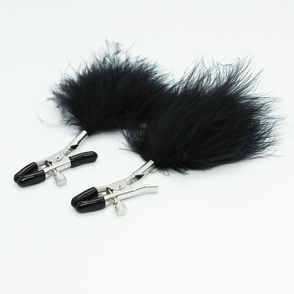 Pinces à seins avec plumes noires – Image 3