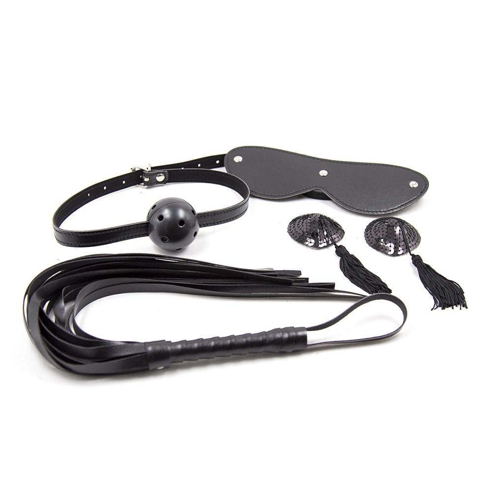 Ensemble Bondage noir - 4 pièces