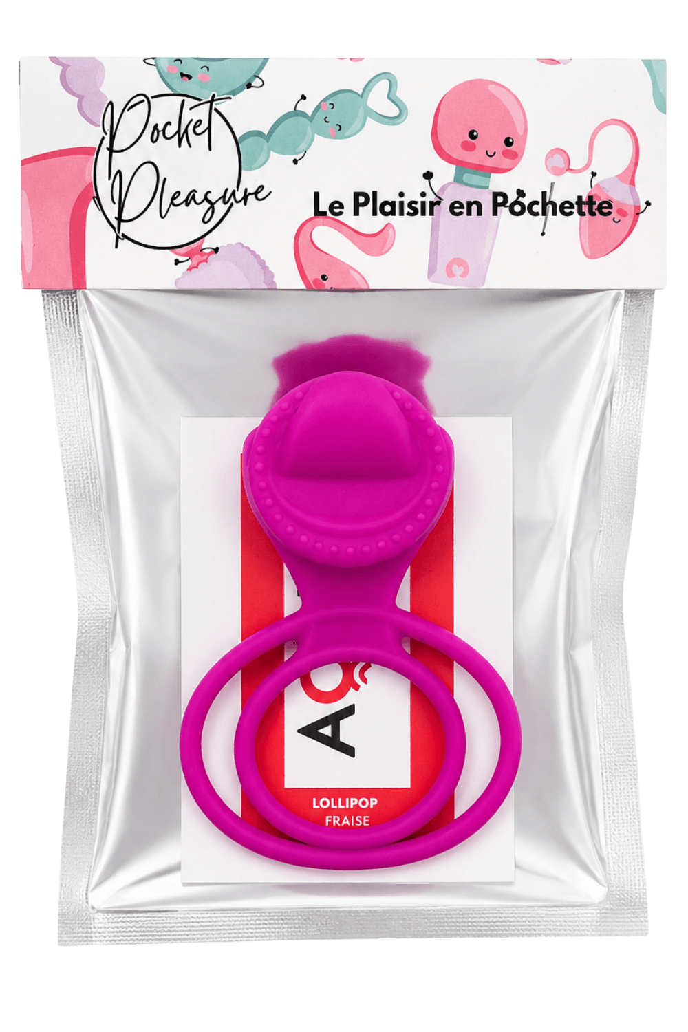 Anneau vibrant 1 seul mode de vibration très extensible rose Pocket Pleasure 1 dosette de lubrifiant – Image 3