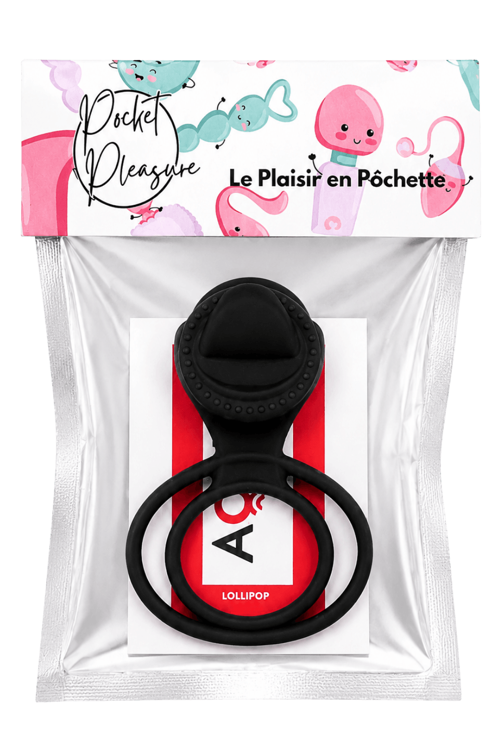 Anneau vibrant 1 seul mode de vibration très extensible noir Pocket Pleasure 1 dosette de lubrifiant – Image 3