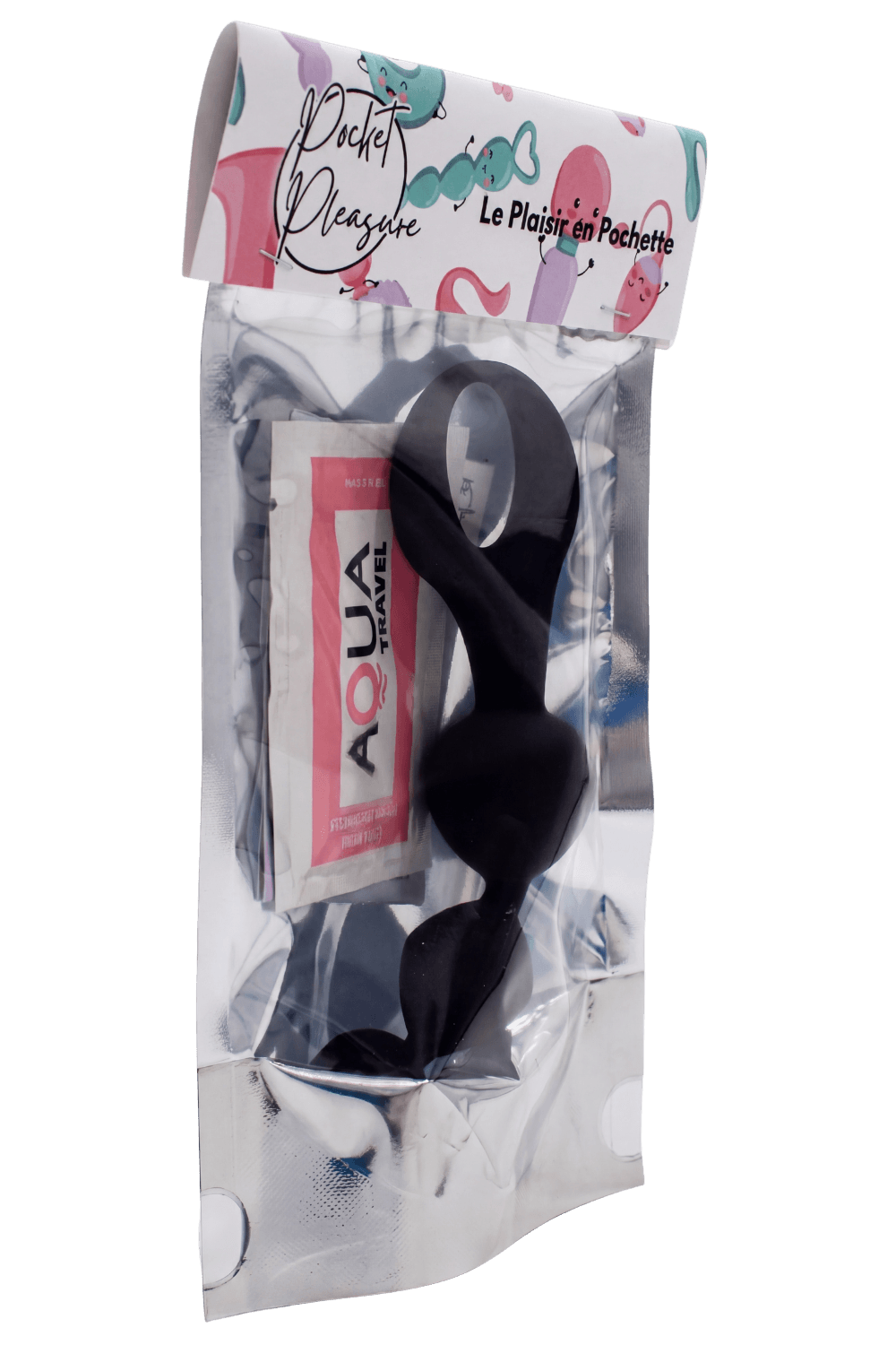 Chapelet anal 3 boules noir silicone 15 cm Pocket Pleasure 1 dosette lubrifiant – Image 5