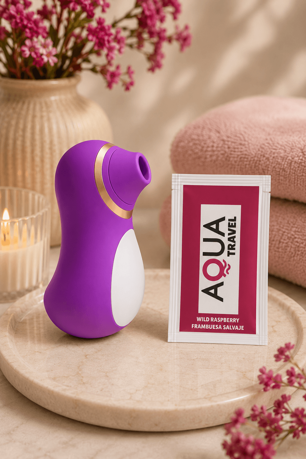 Stimulateur Clitoridien Pingouin à Langue Fuchsia 1 dosette de lubrifiant — Pocket Pleasure – Image 6