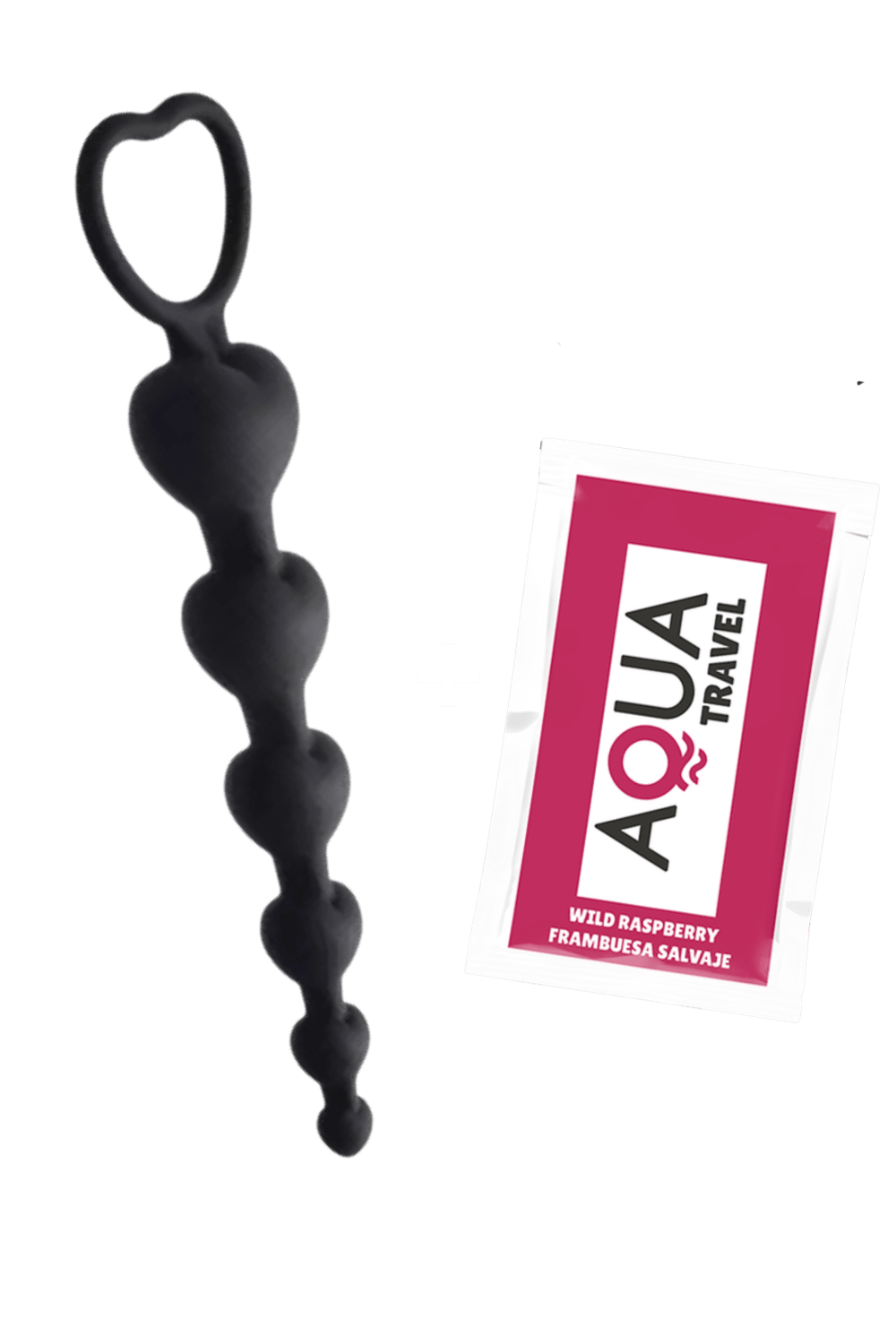 Chapelet Anal Cœur Silicone Noir 1 dosette de lubrifiant — Pocket Pleasure – Image 4