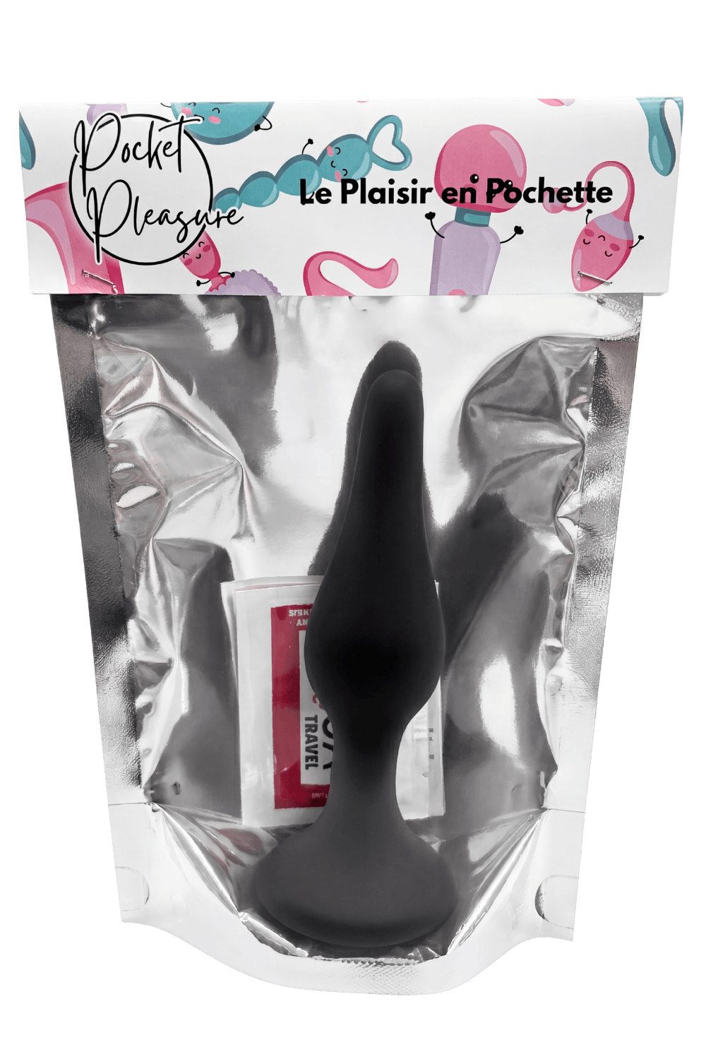 Plug Anal Noir en Silicone XL avec Ventouse Taille XL 15 cm Pocket Pleasure 1 dosette de lubrifiant – Image 3