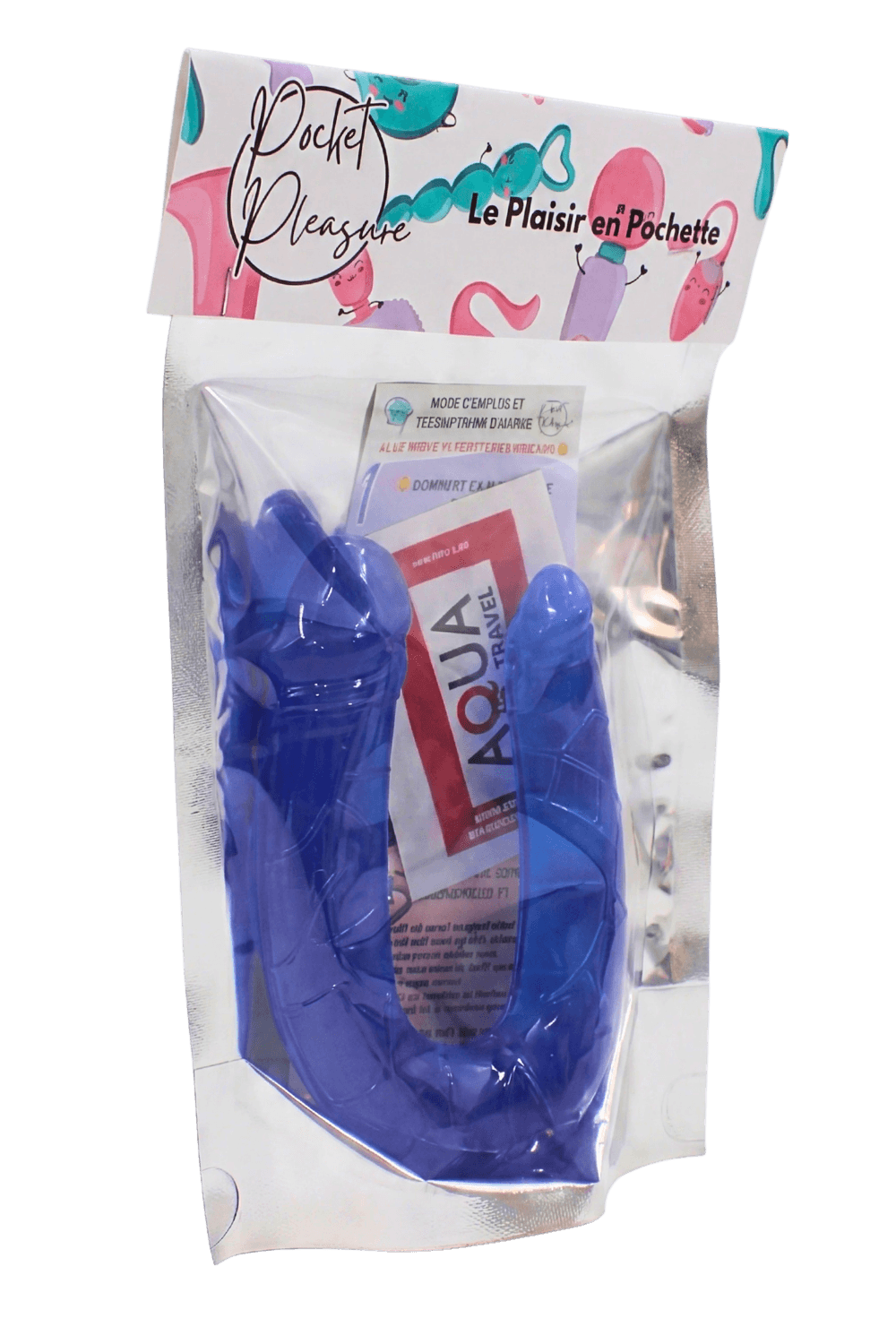 Double Dong Flexible Bleu Pocket Pleasure 1 dosette de lubrifiant – Image 6