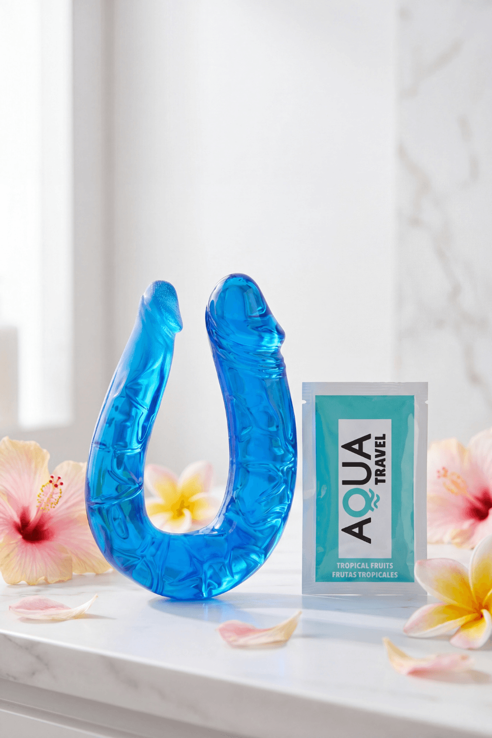 Double Dong Flexible Bleu Pocket Pleasure 1 dosette de lubrifiant – Image 7