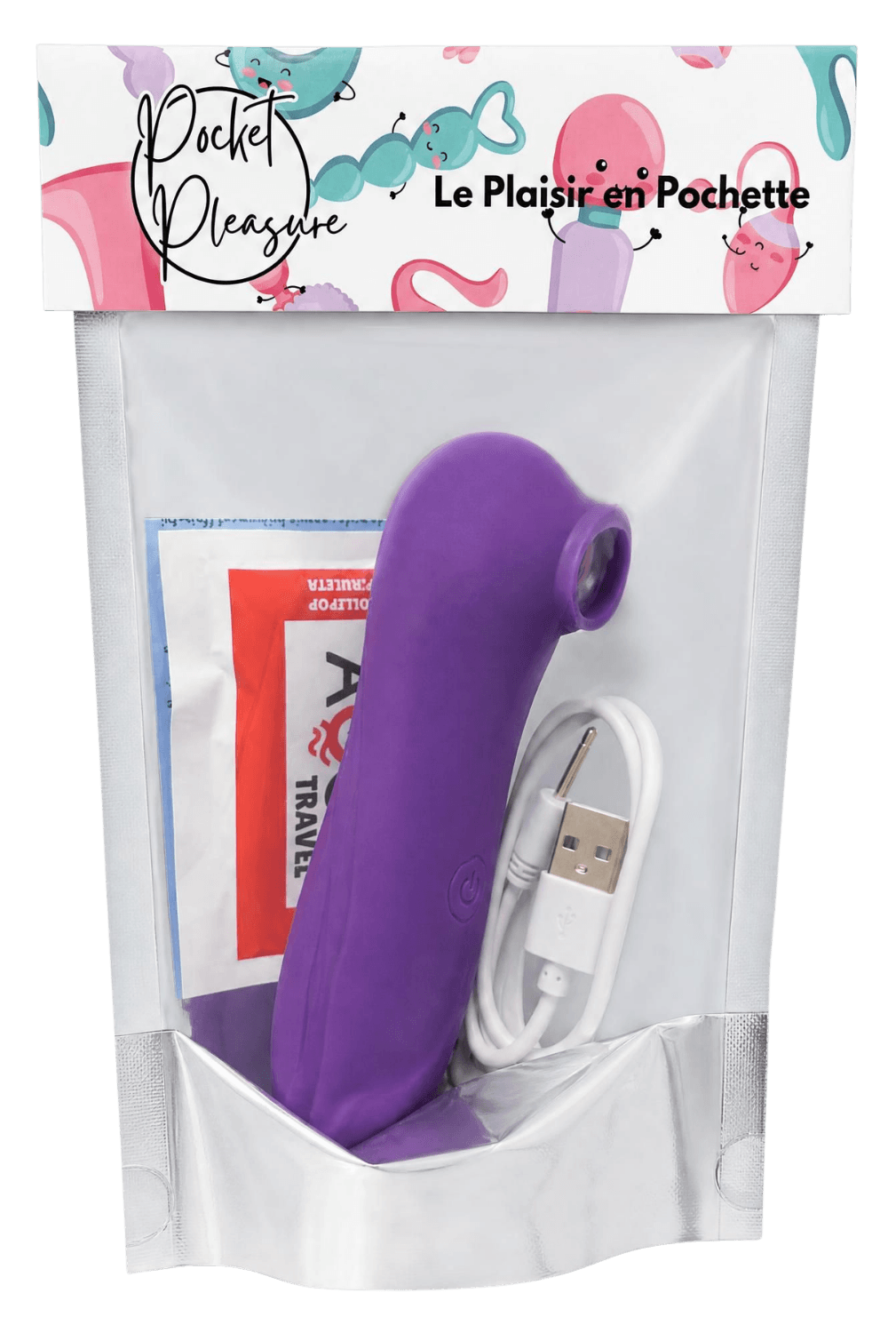 Stimulateur Clitoridien Vibrant Sans Contact Violet 1 dosette de lubrifiant — Pocket Pleasure – Image 3