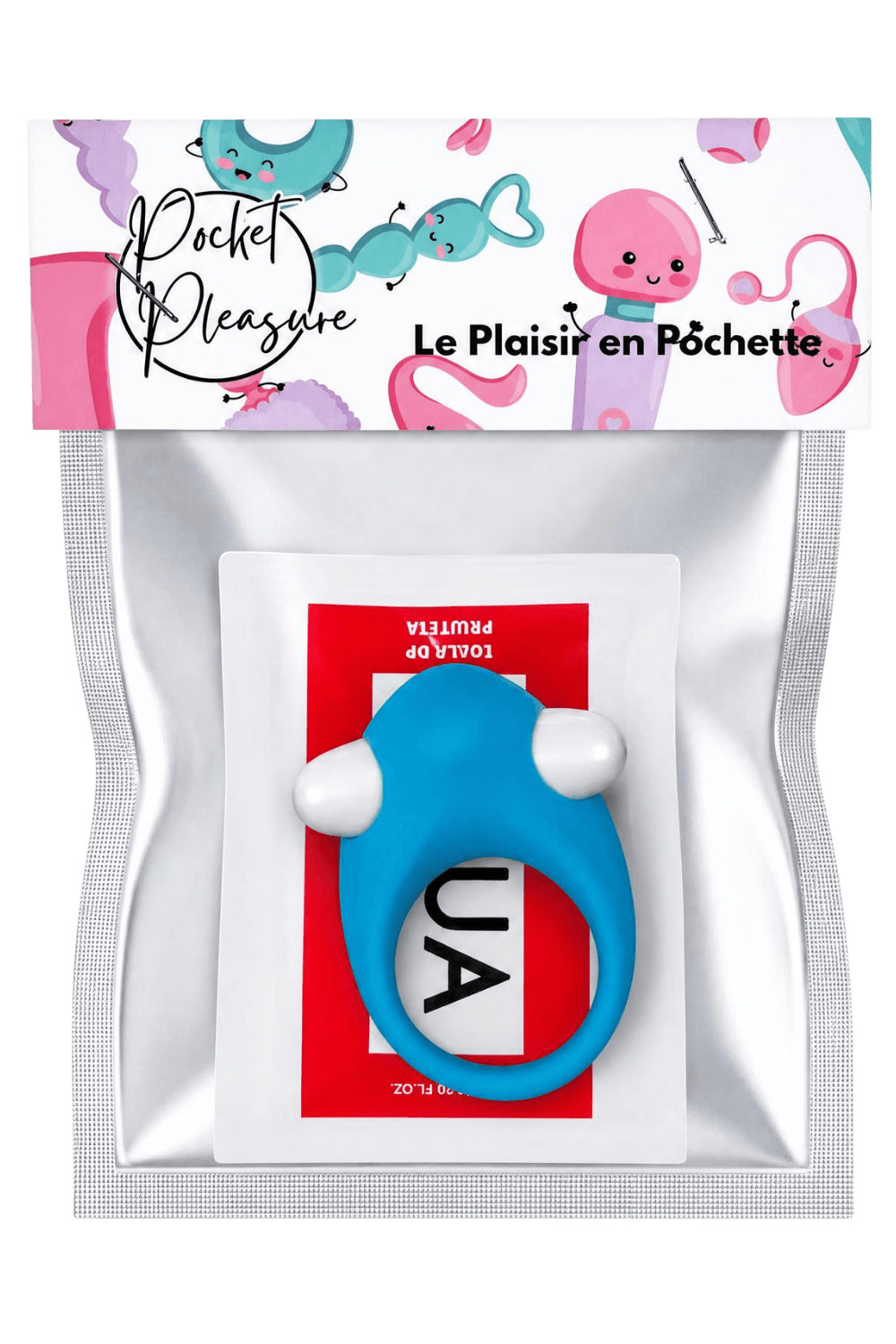 Cockring Vibrant Dauphin Bleu 1 dosette de lubrifiant — Pocket Pleasure – Image 3