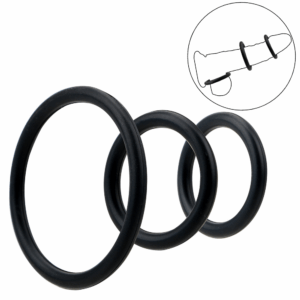 Trio d’Anneaux Péniens Silicone Noir Pocket Pleasure 1 dosette de lubrifiant