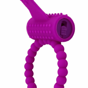 Anneau violet vibrant silicone avec langue picot Pocket Pleasure 1 dosette de lubrifiant