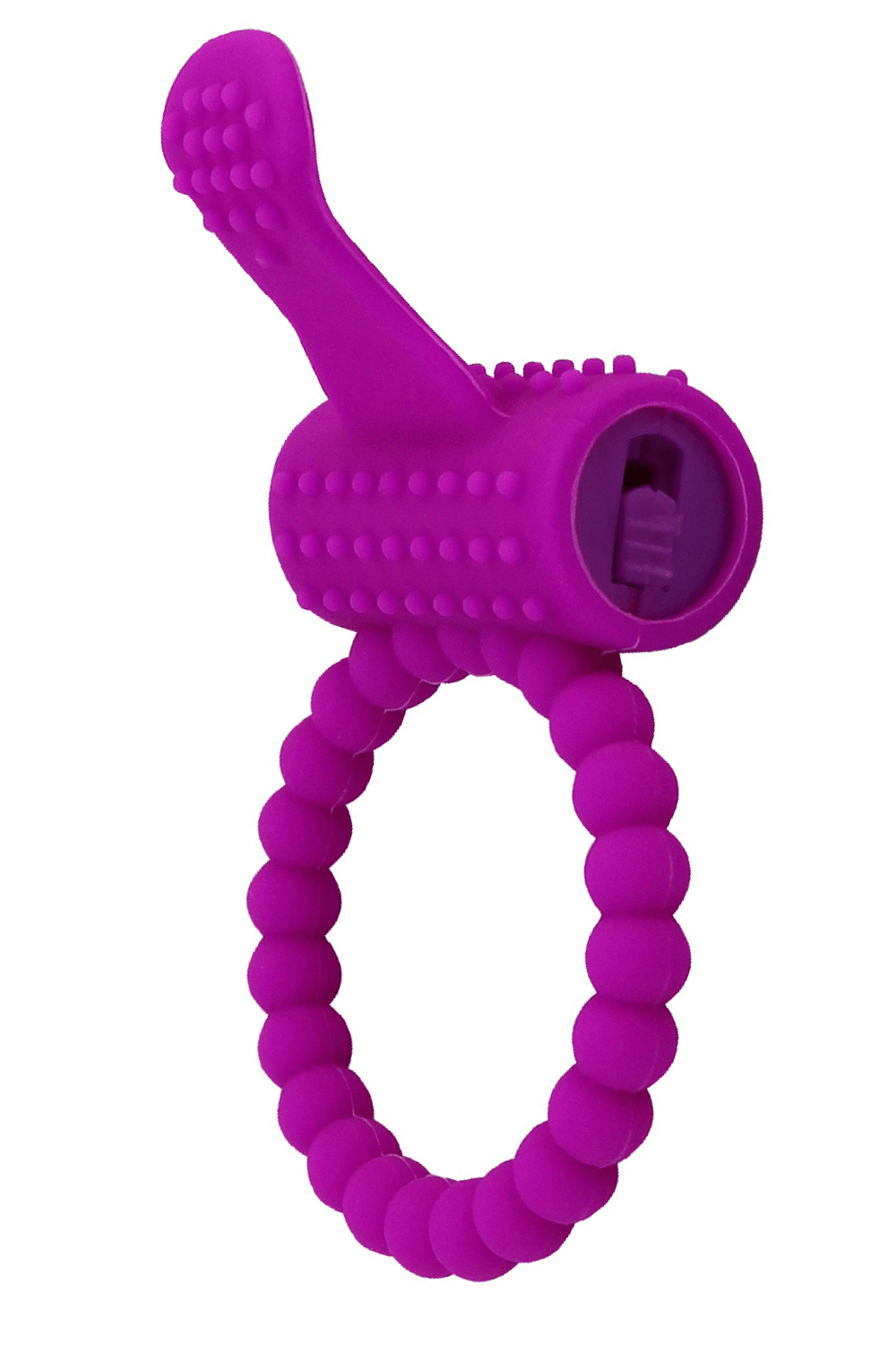 Anneau violet vibrant silicone avec langue picot Pocket Pleasure 1 dosette de lubrifiant
