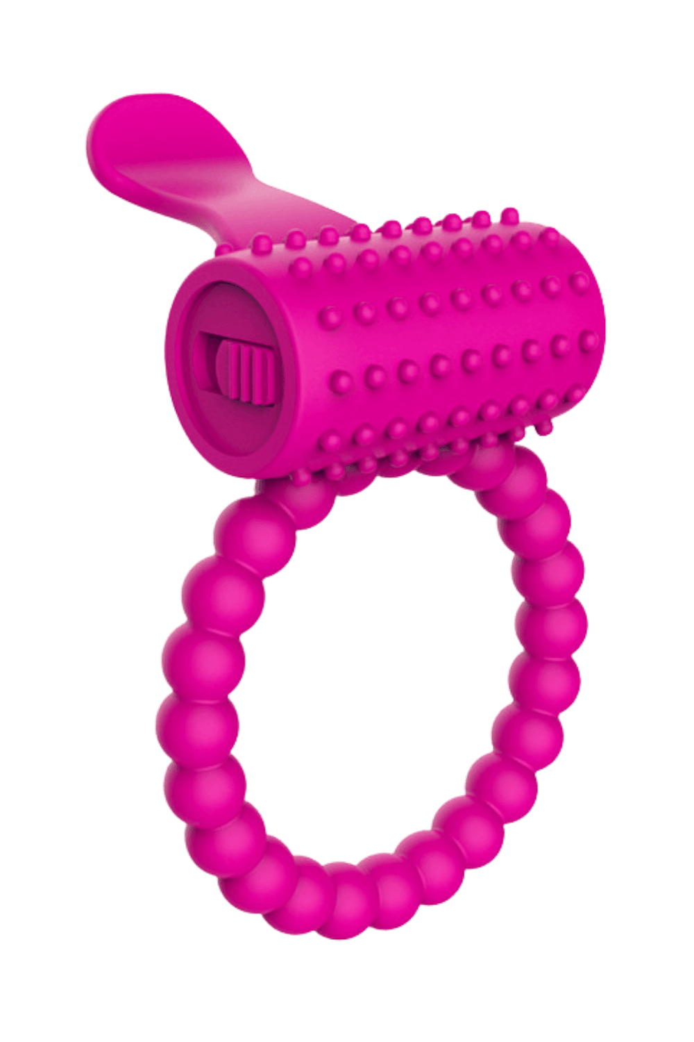 Anneau rose vibrant silicone avec langue picot Pocket Pleasure 1 dosette de lubrifiant