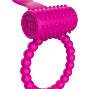 Anneau rose vibrant silicone avec langue picot Pocket Pleasure 1 dosette de lubrifiant