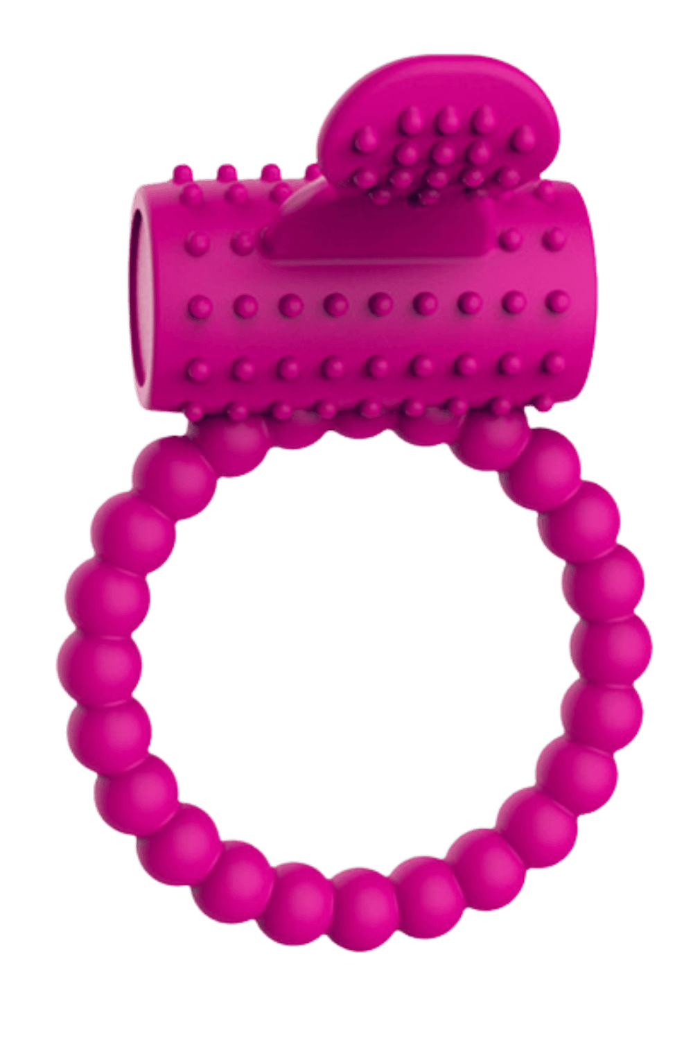 Anneau rose vibrant silicone avec langue picot Pocket Pleasure 1 dosette de lubrifiant