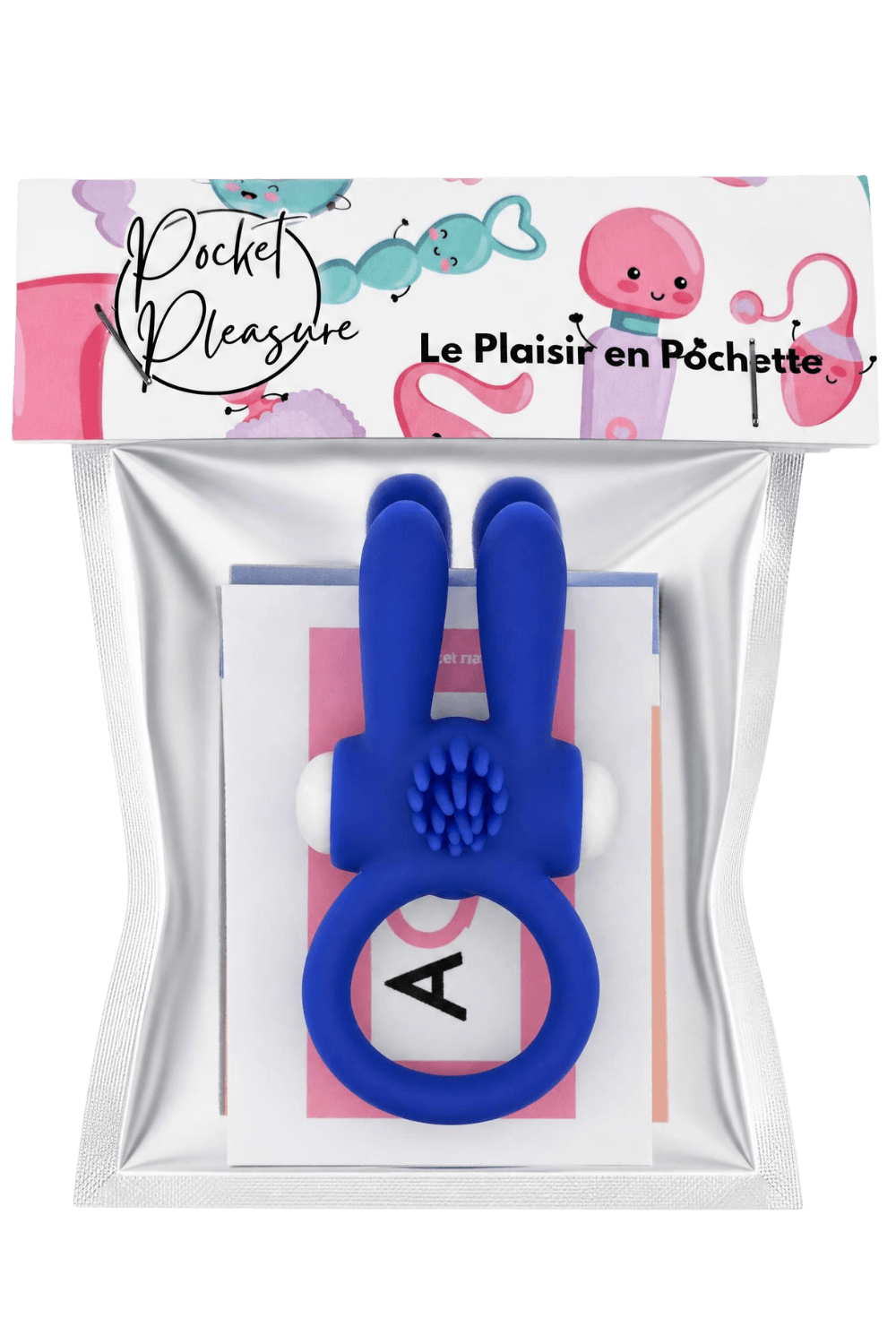 Anneau Vibrant Rabbit Bleu Silicone 1 dosette de lubrifiant — Pocket Pleasure
