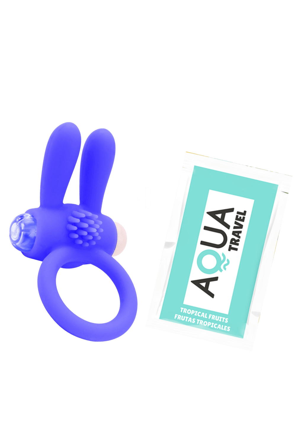 Anneau Vibrant Rabbit Bleu Silicone 1 dosette de lubrifiant — Pocket Pleasure