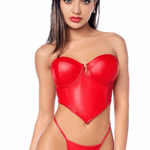Ensemble 2 pièces en similicuir rouge lisse