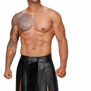 H053 Jupe gladiateur pour homme en cuir écologique avec plis en PVC